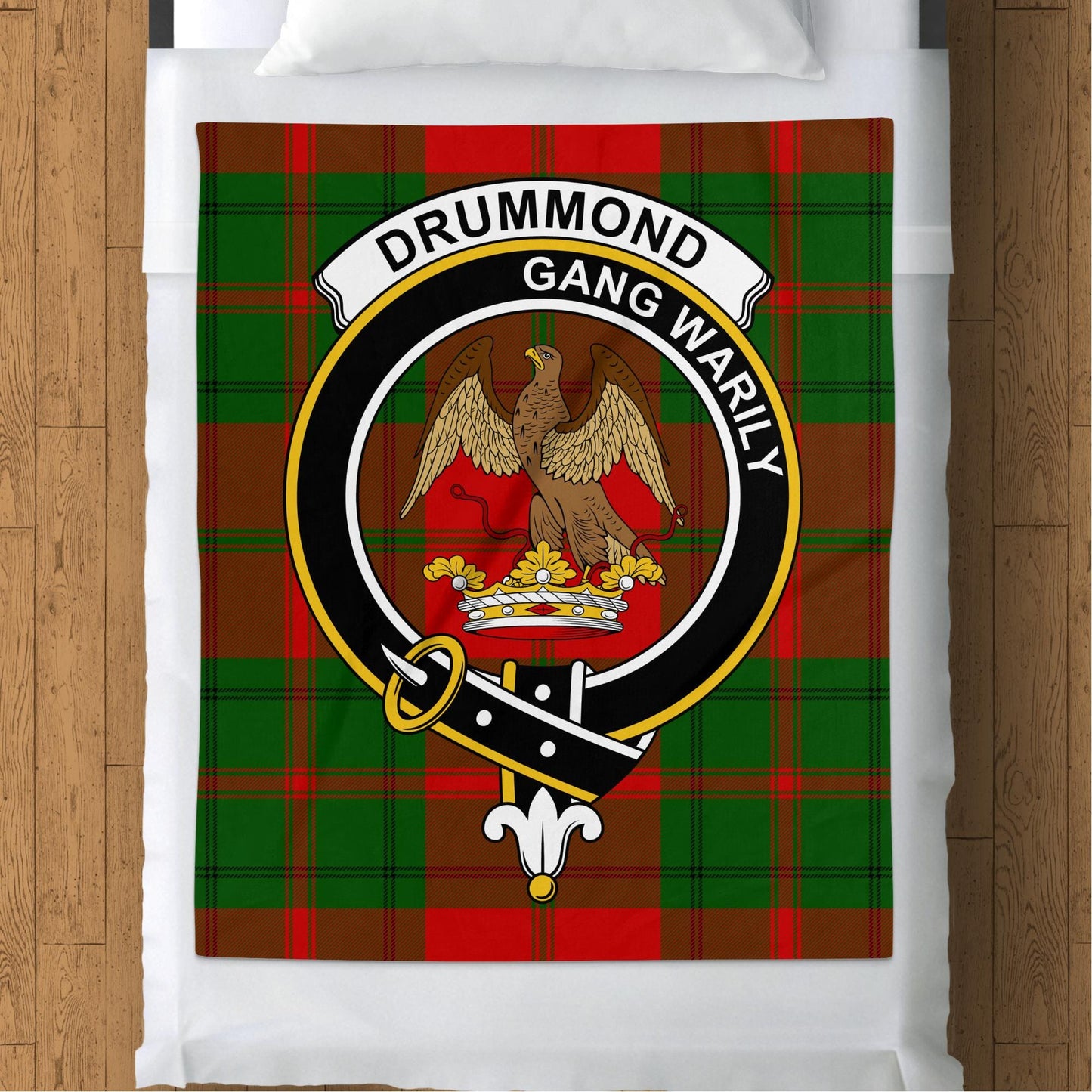 Scottish Clan Drummond Crest Tartan Blanket