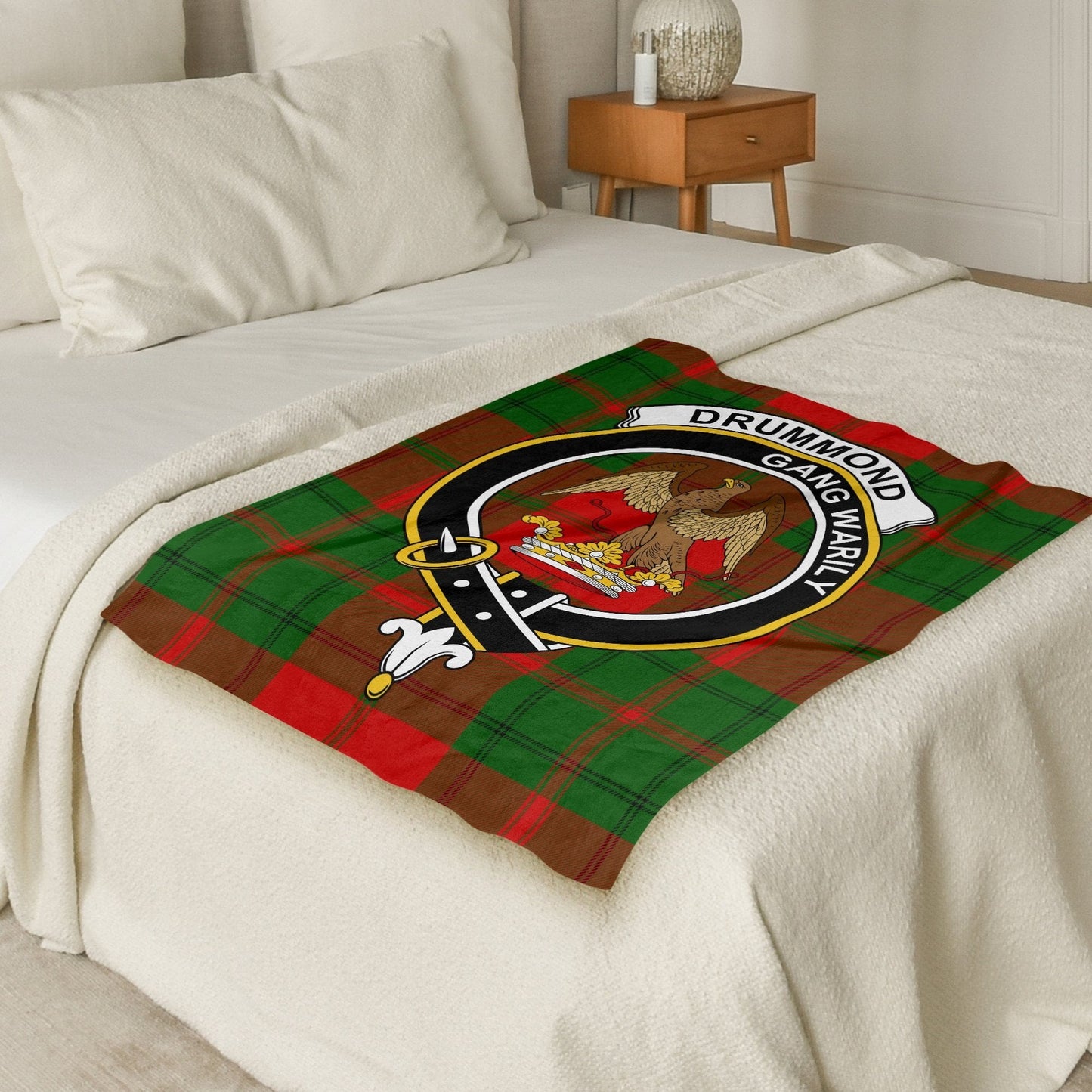 Scottish Clan Drummond Crest Tartan Blanket