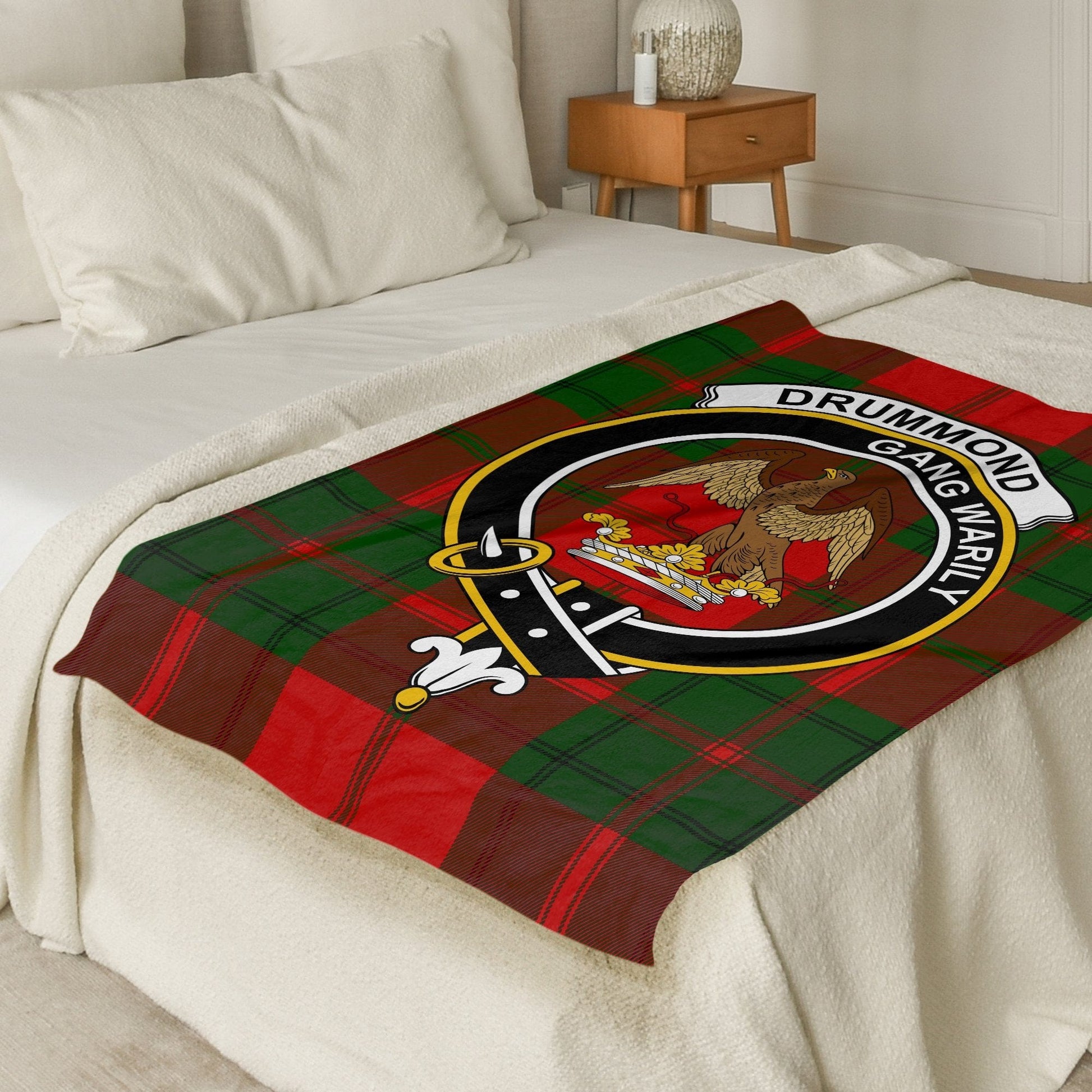 Scottish Clan Drummond Crest Tartan Blanket