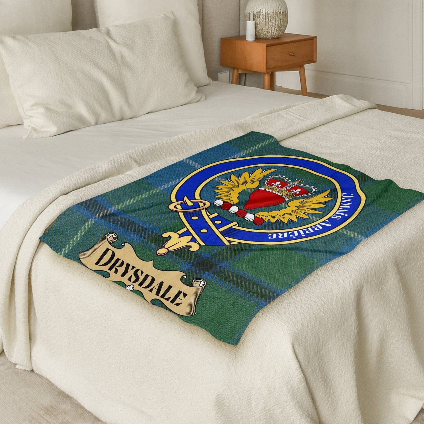 Scottish Clan Drysdale Crest Tartan Blanket