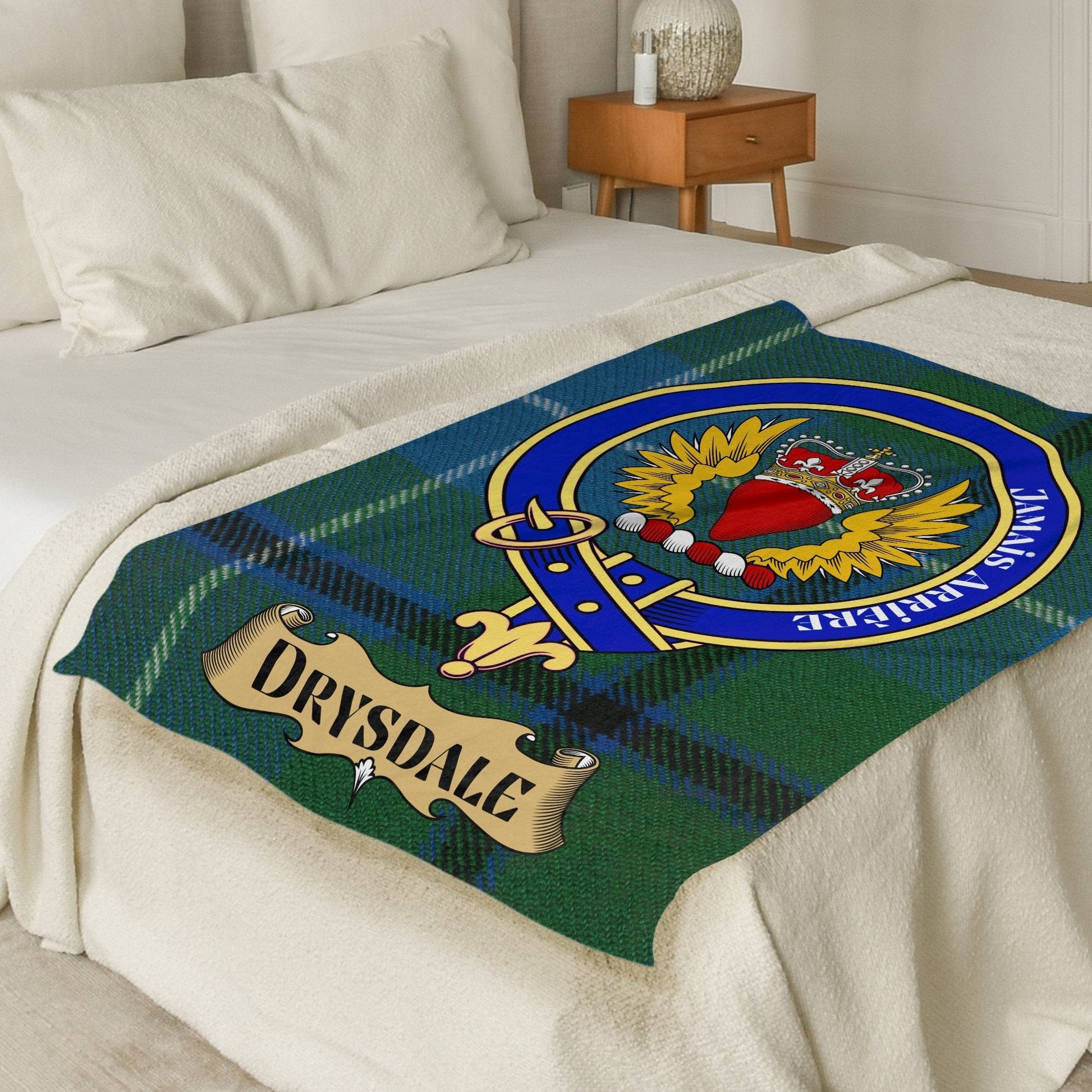 Scottish Clan Drysdale Crest Tartan Blanket