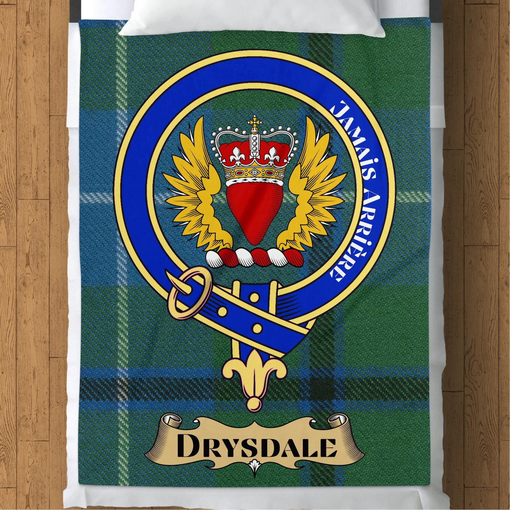 Scottish Clan Drysdale Crest Tartan Blanket