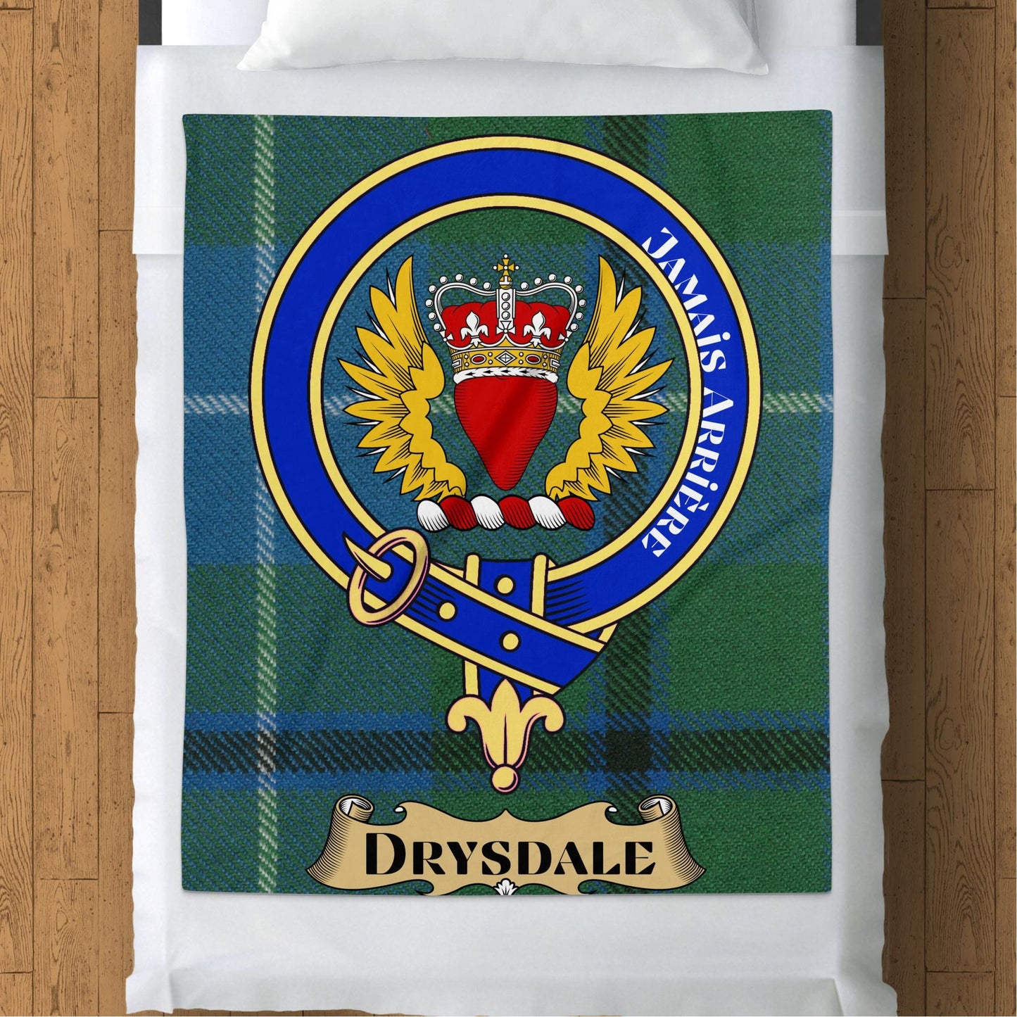 Scottish Clan Drysdale Crest Tartan Blanket