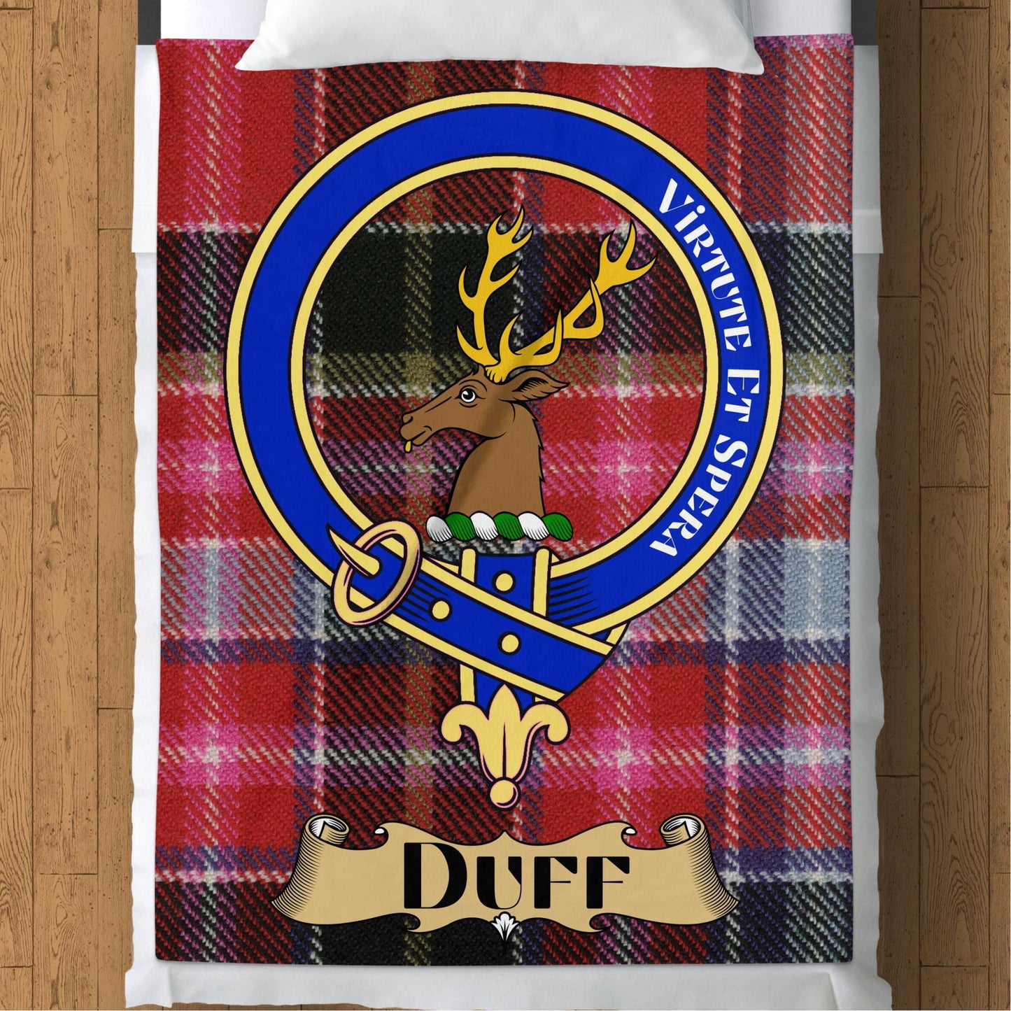 Scottish Clan Duff Crest Tartan Blanket