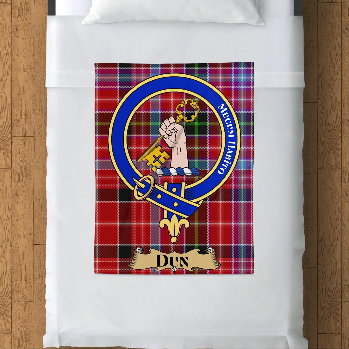 Scottish Clan Dun Crest Tartan Blanket