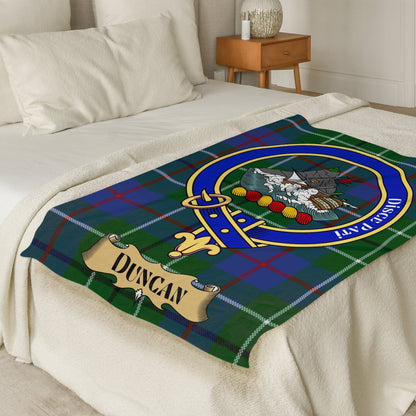 Scottish Clan Duncan Crest Tartan Blanket