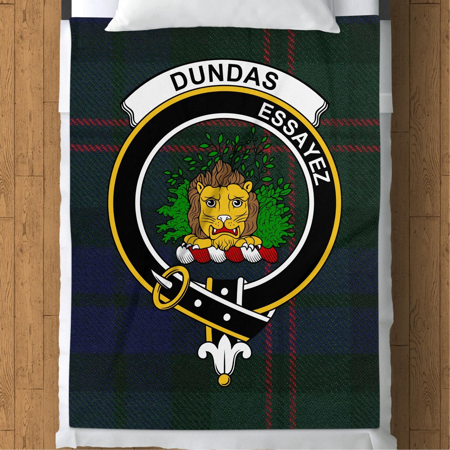 Scottish Clan Dundas Crest Tartan Blanket