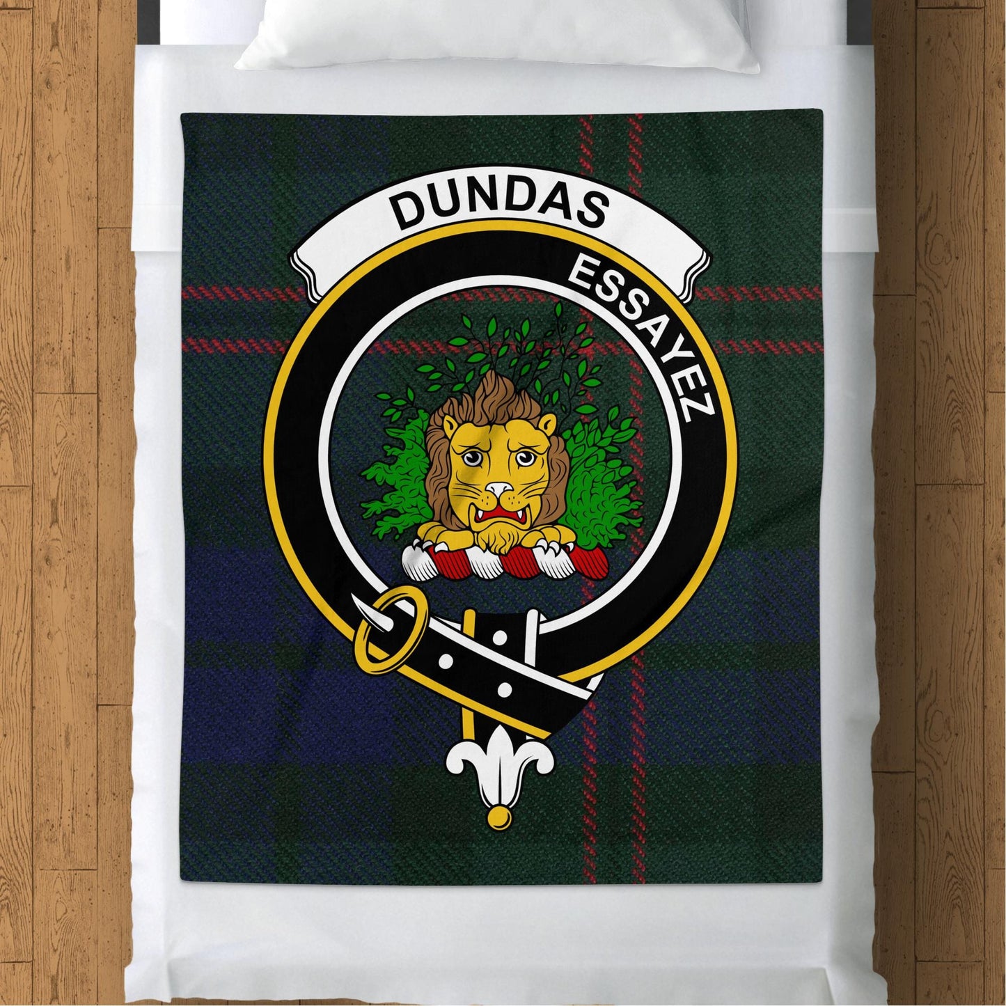 Scottish Clan Dundas Crest Tartan Blanket