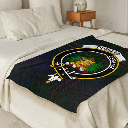 Scottish Clan Dundas Crest Tartan Blanket