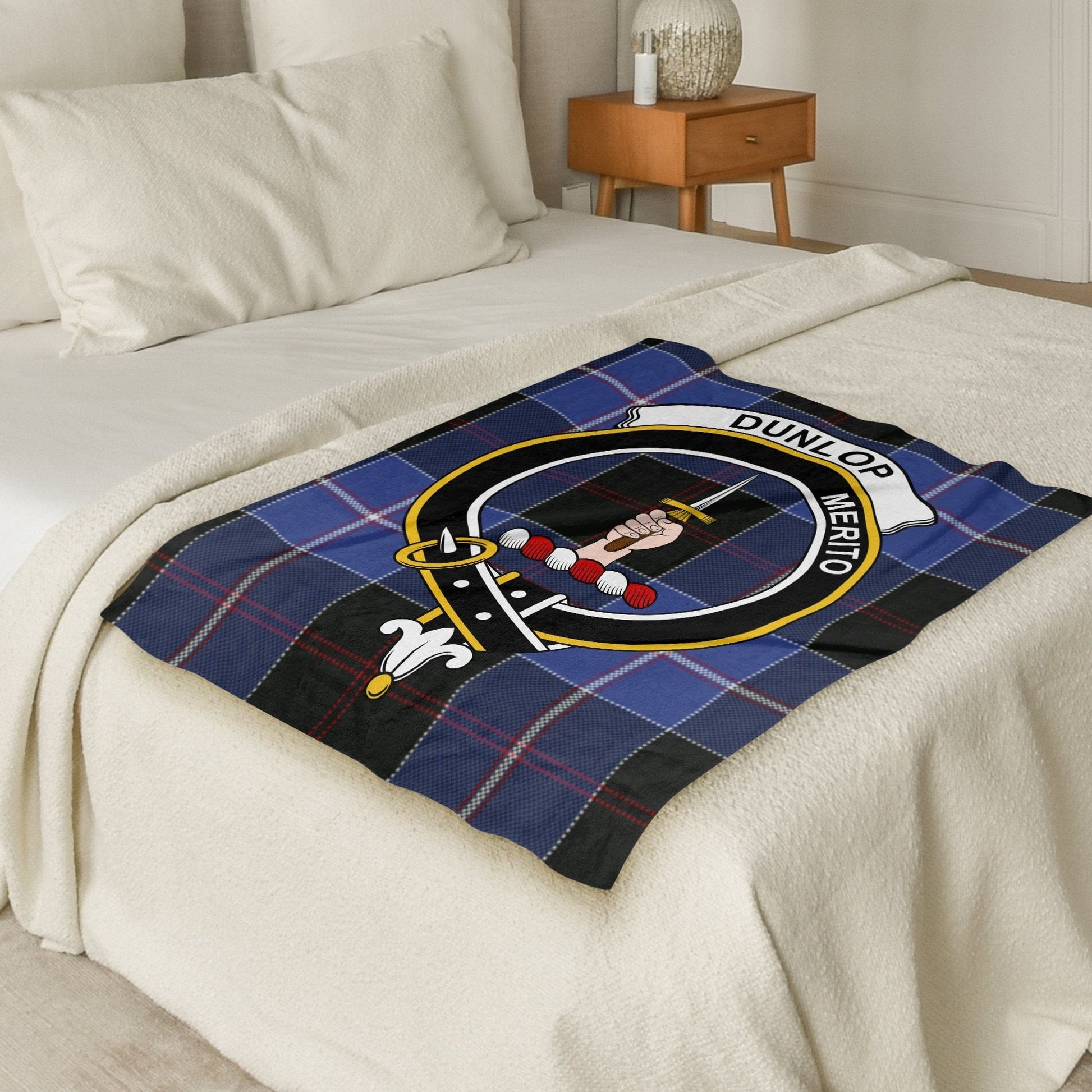 Scottish Clan Dunlop Crest Tartan Blanket