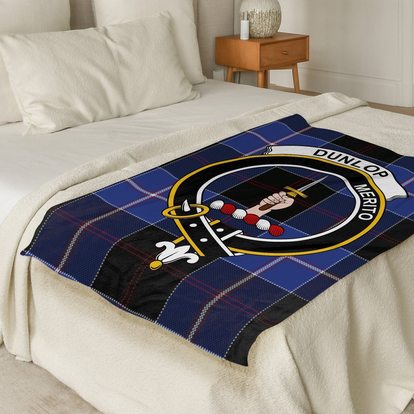 Scottish Clan Dunlop Crest Tartan Blanket