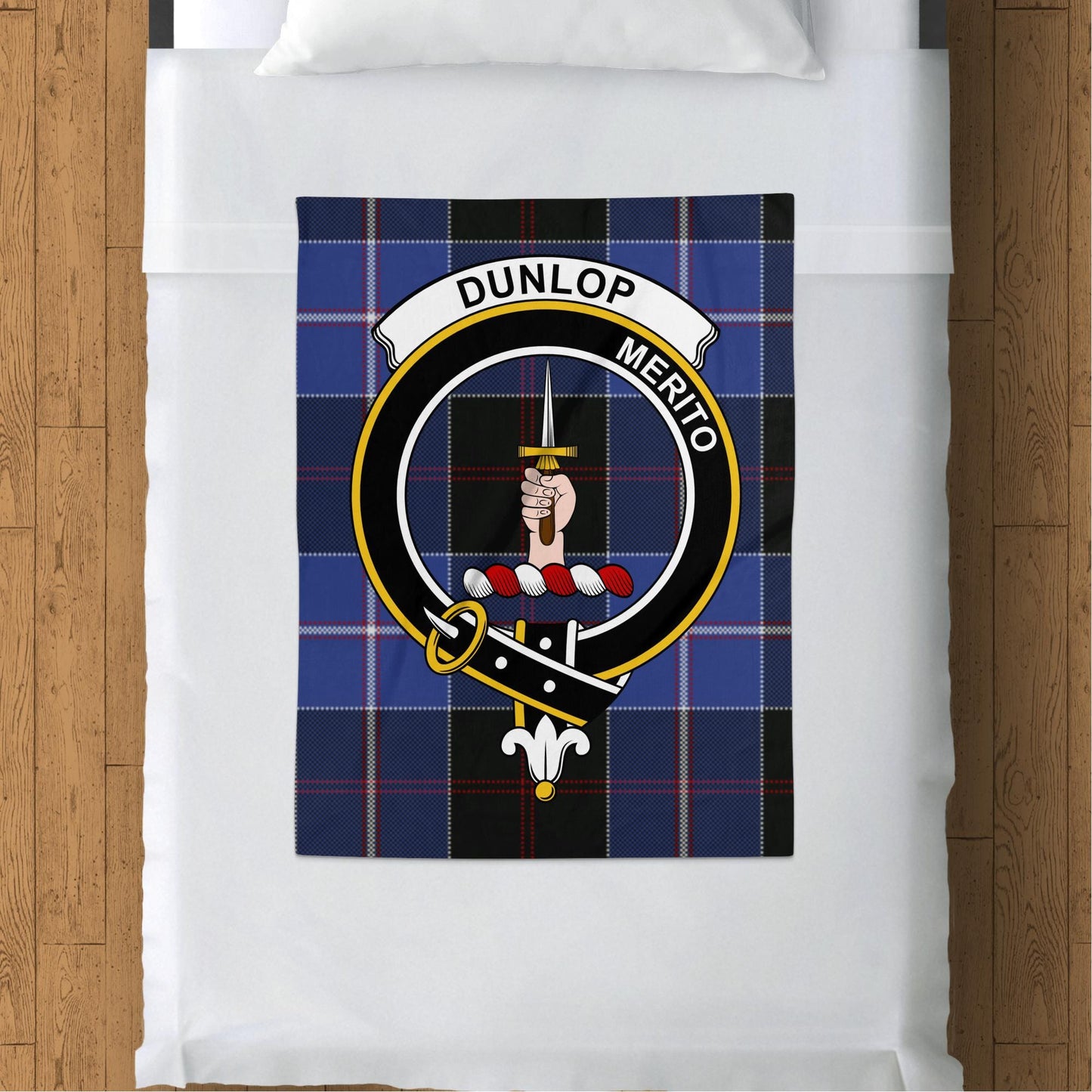 Scottish Clan Dunlop Crest Tartan Blanket