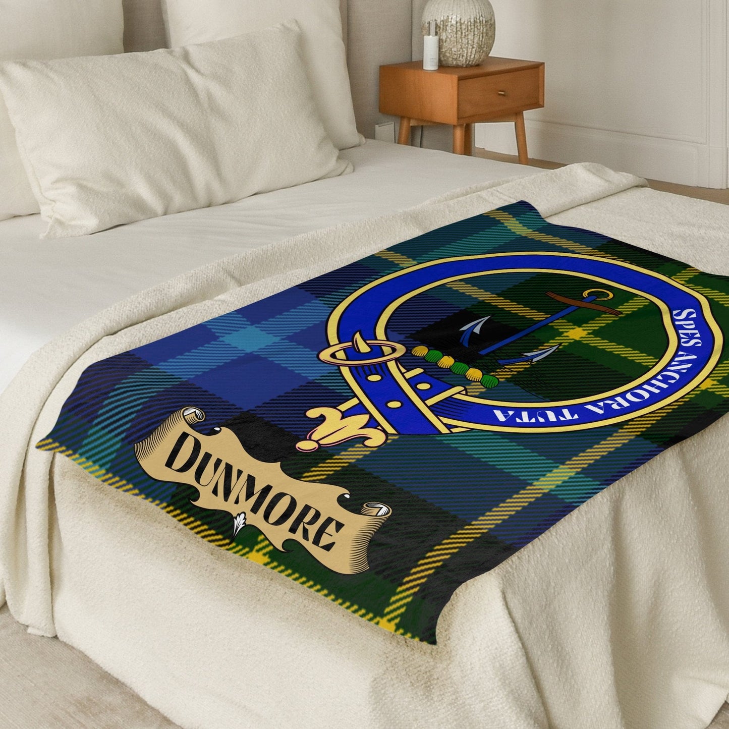 Scottish Clan Dunmore Crest Tartan Blanket