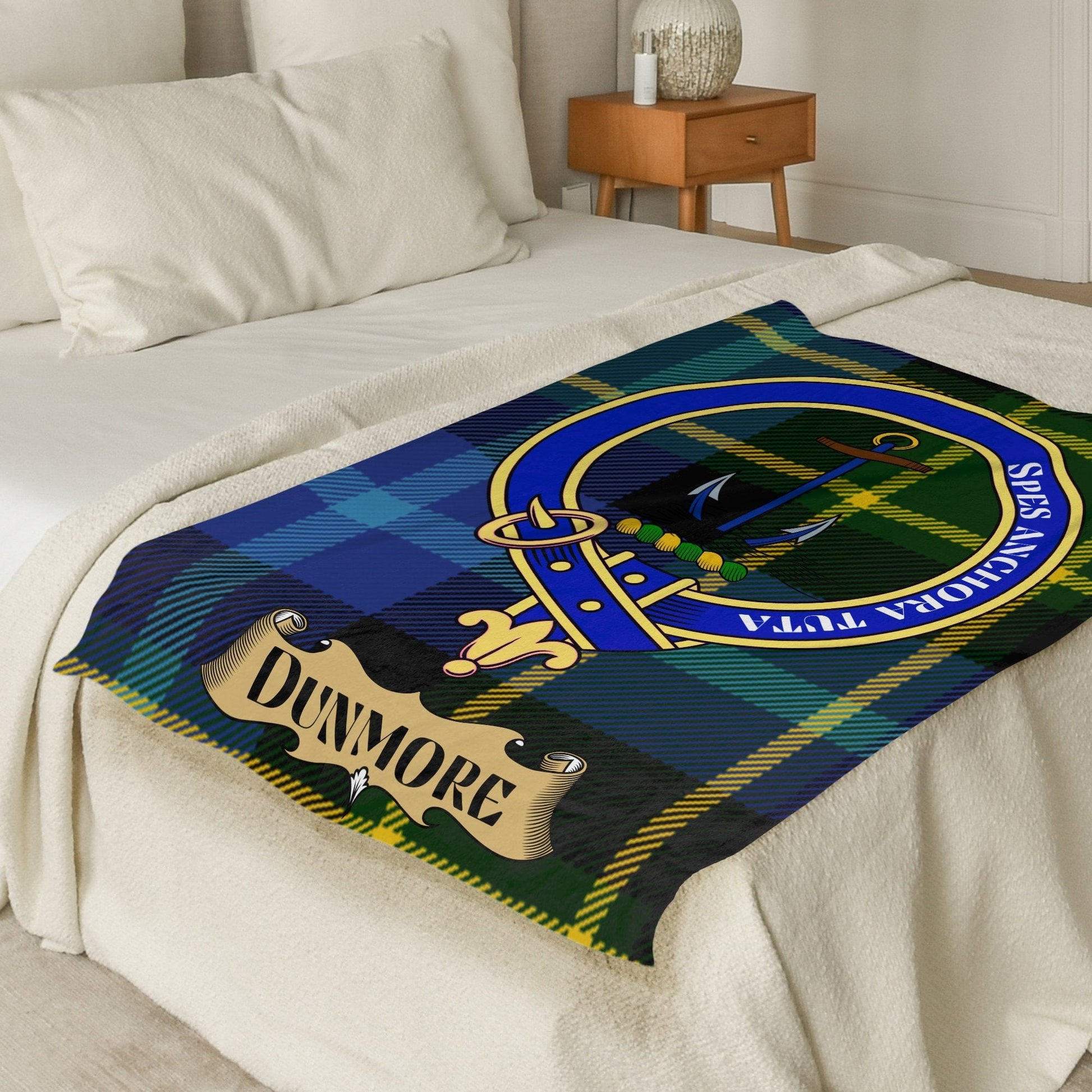 Scottish Clan Dunmore Crest Tartan Blanket