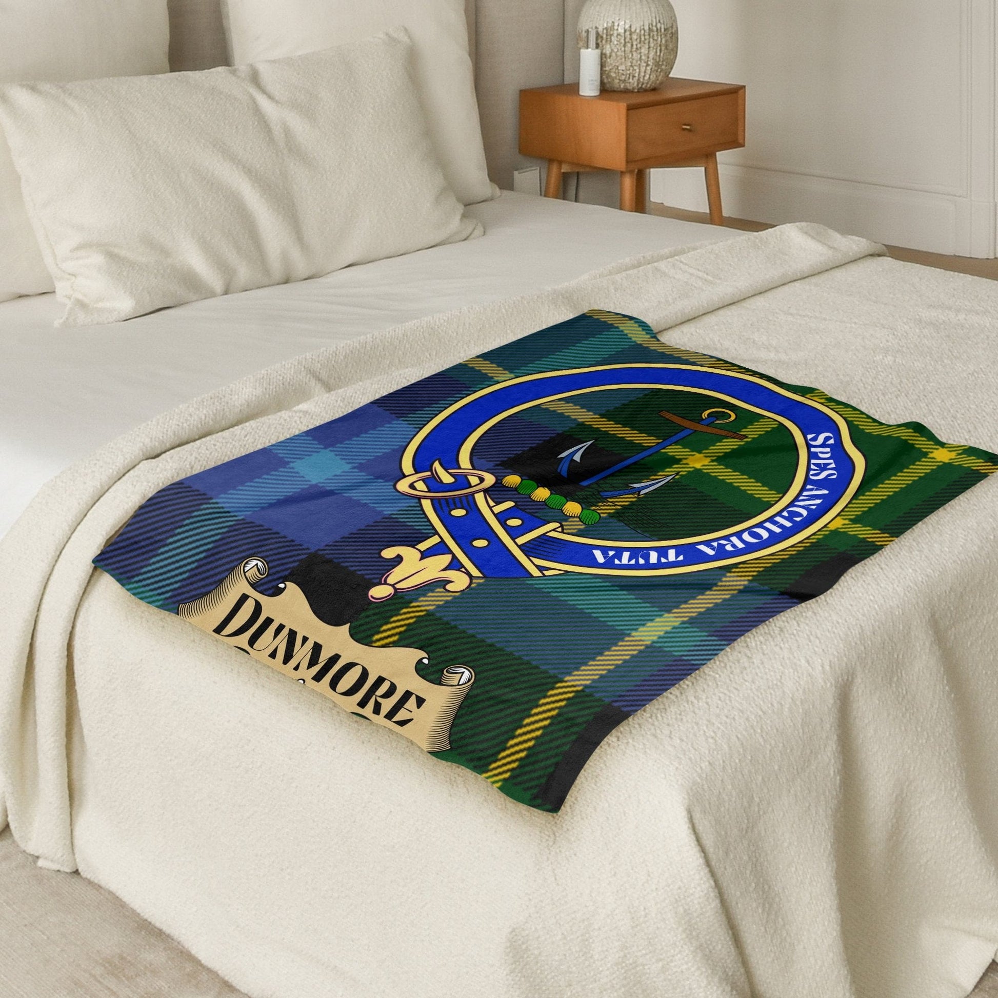 Scottish Clan Dunmore Crest Tartan Blanket