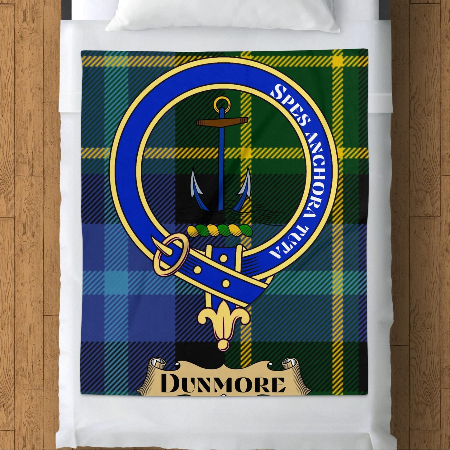 Scottish Clan Dunmore Crest Tartan Blanket