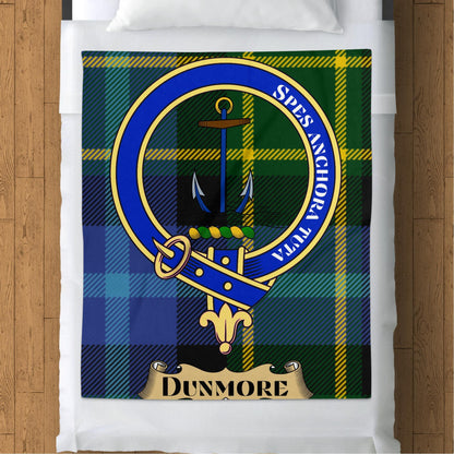 Scottish Clan Dunmore Crest Tartan Blanket