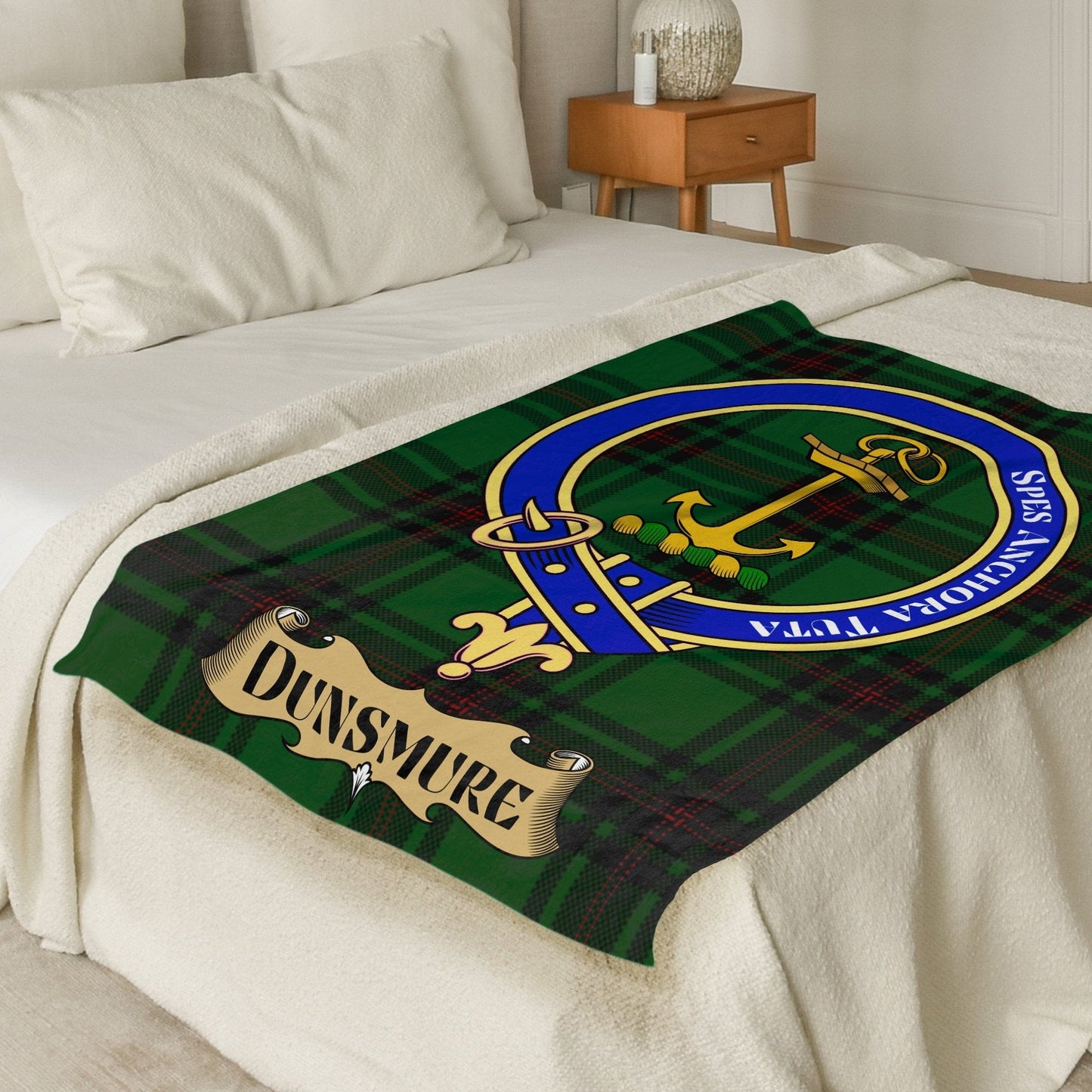 Scottish Clan Dunsmure Crest Tartan Blanket