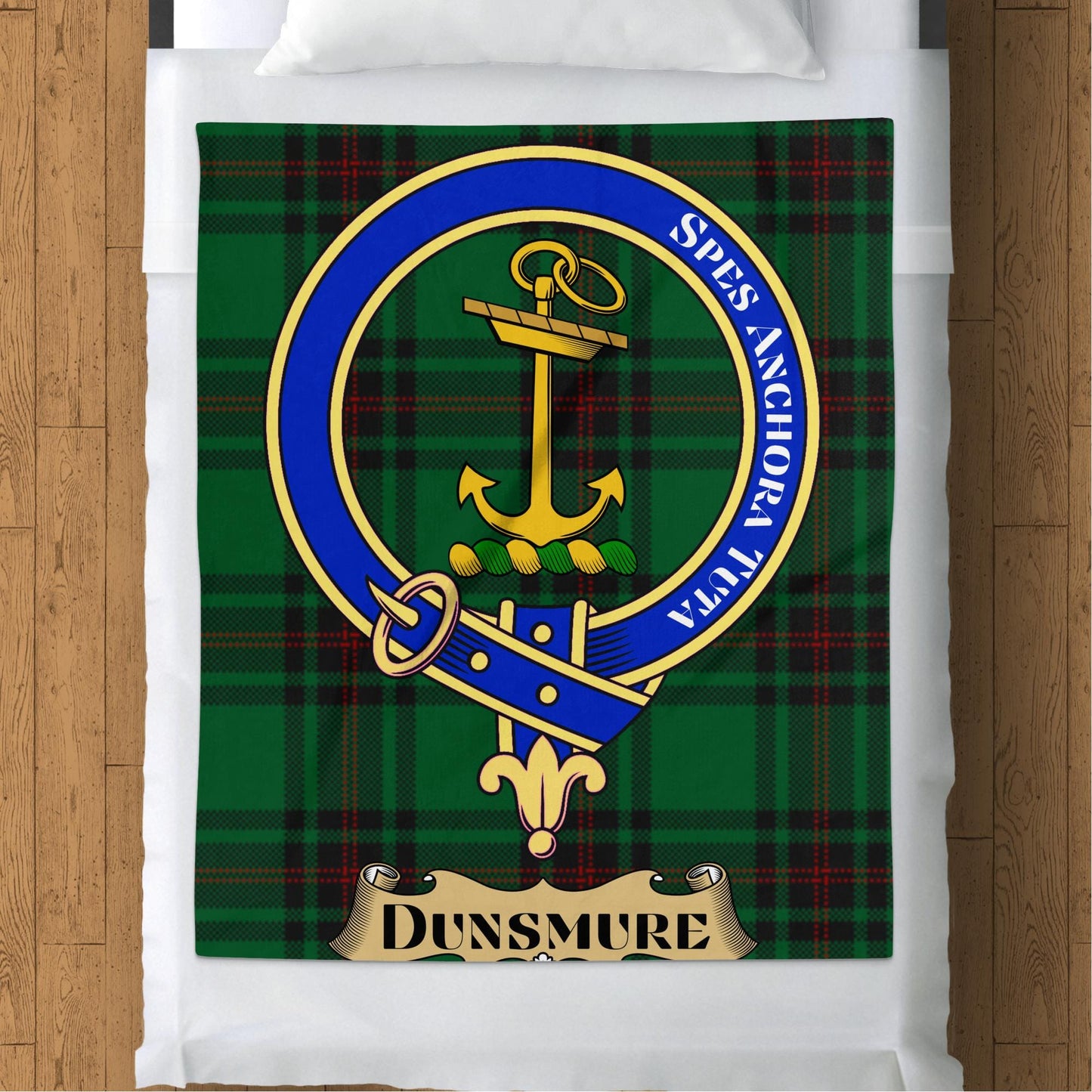 Scottish Clan Dunsmure Crest Tartan Blanket