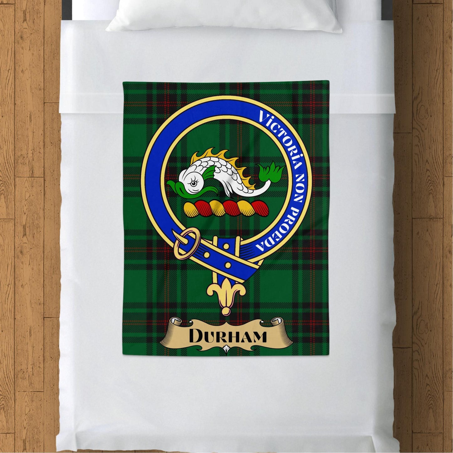 Scottish Clan Durham Crest Tartan Blanket