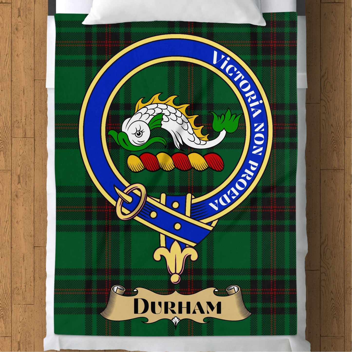 Scottish Clan Durham Crest Tartan Blanket