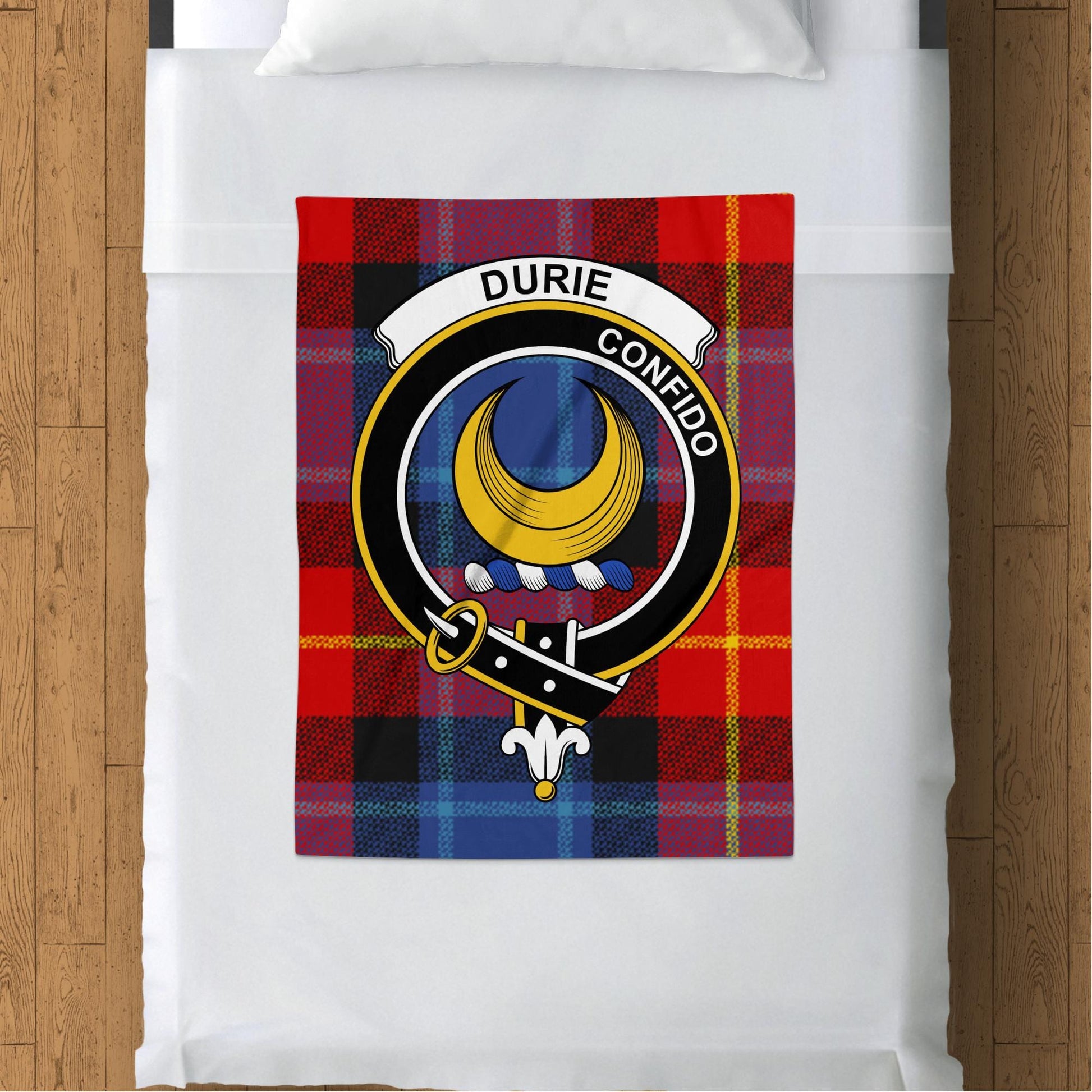 Scottish Clan Durie Crest Tartan Blanket