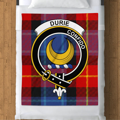 Scottish Clan Durie Crest Tartan Blanket