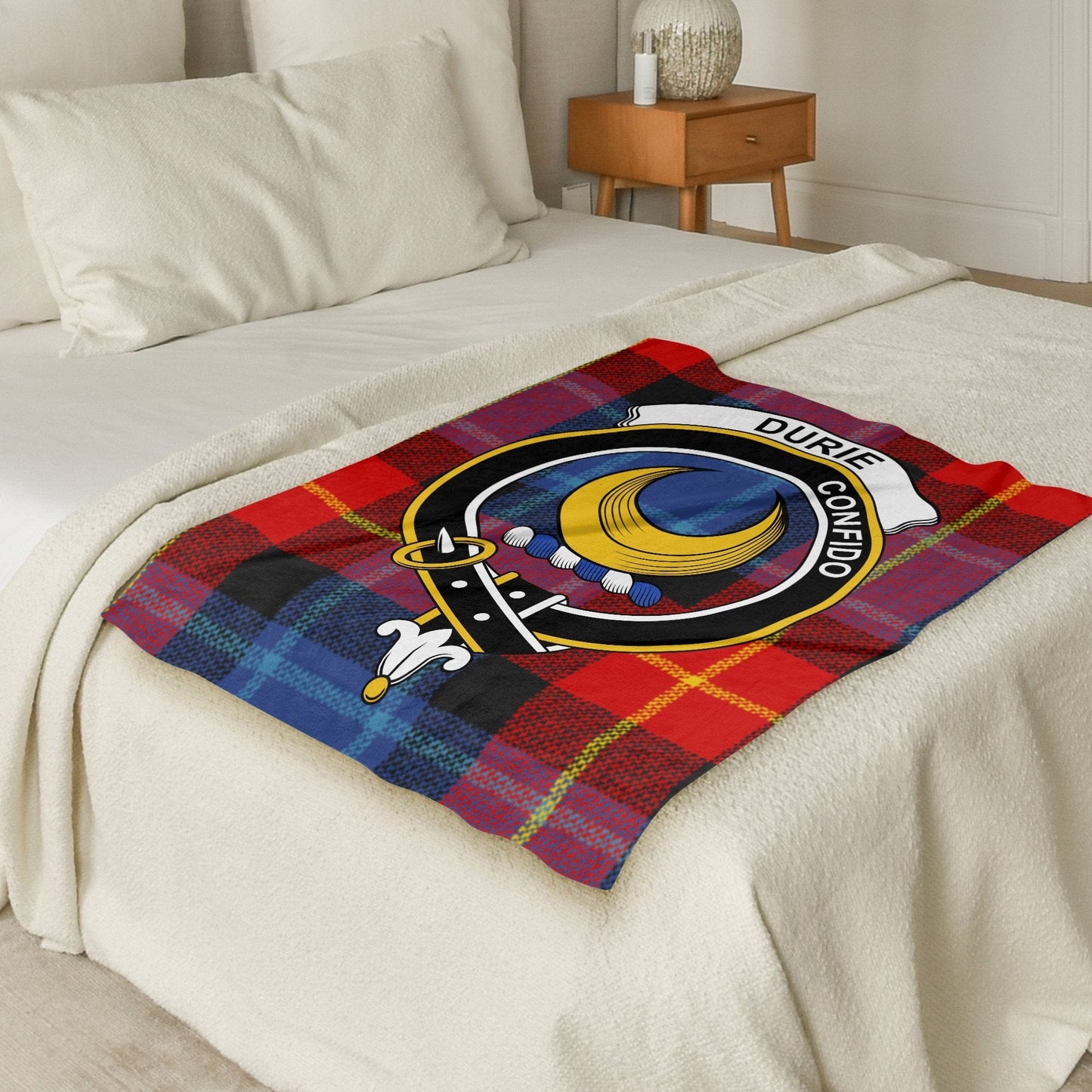 Scottish Clan Durie Crest Tartan Blanket