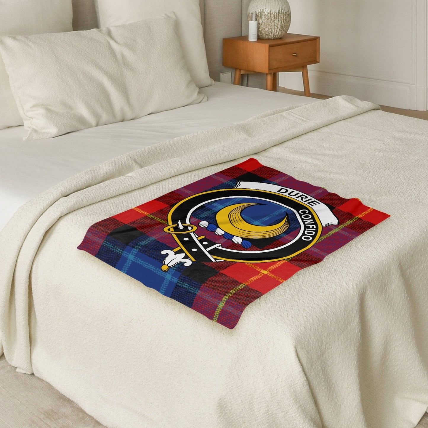 Scottish Clan Durie Crest Tartan Blanket