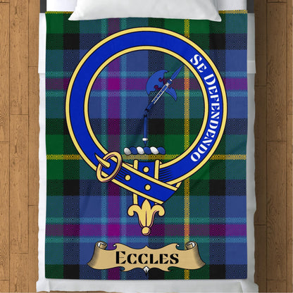 Scottish Clan Eccles Crest Tartan Plaid Blanket