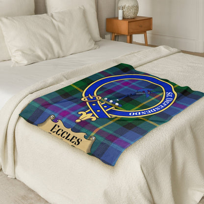 Scottish Clan Eccles Crest Tartan Plaid Blanket