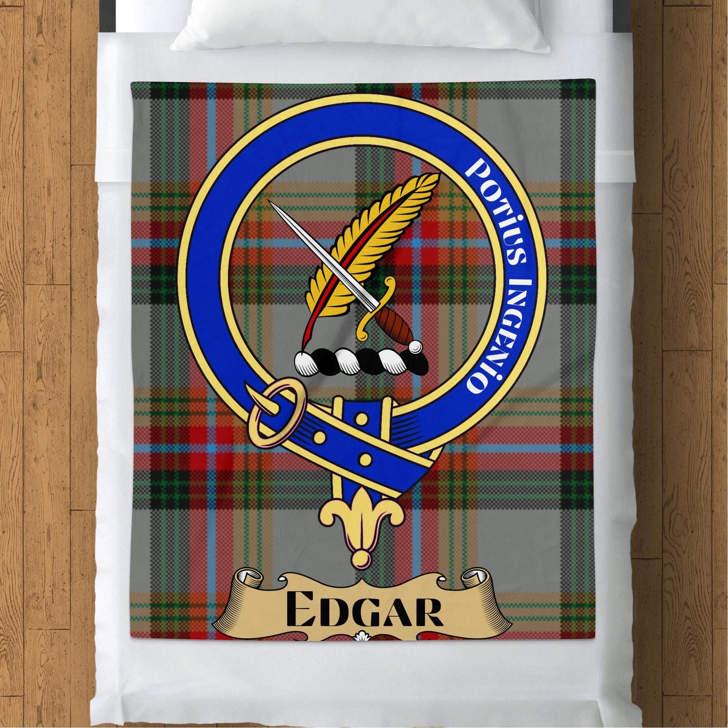 Scottish Clan Edgar Crest Tartan Blanket