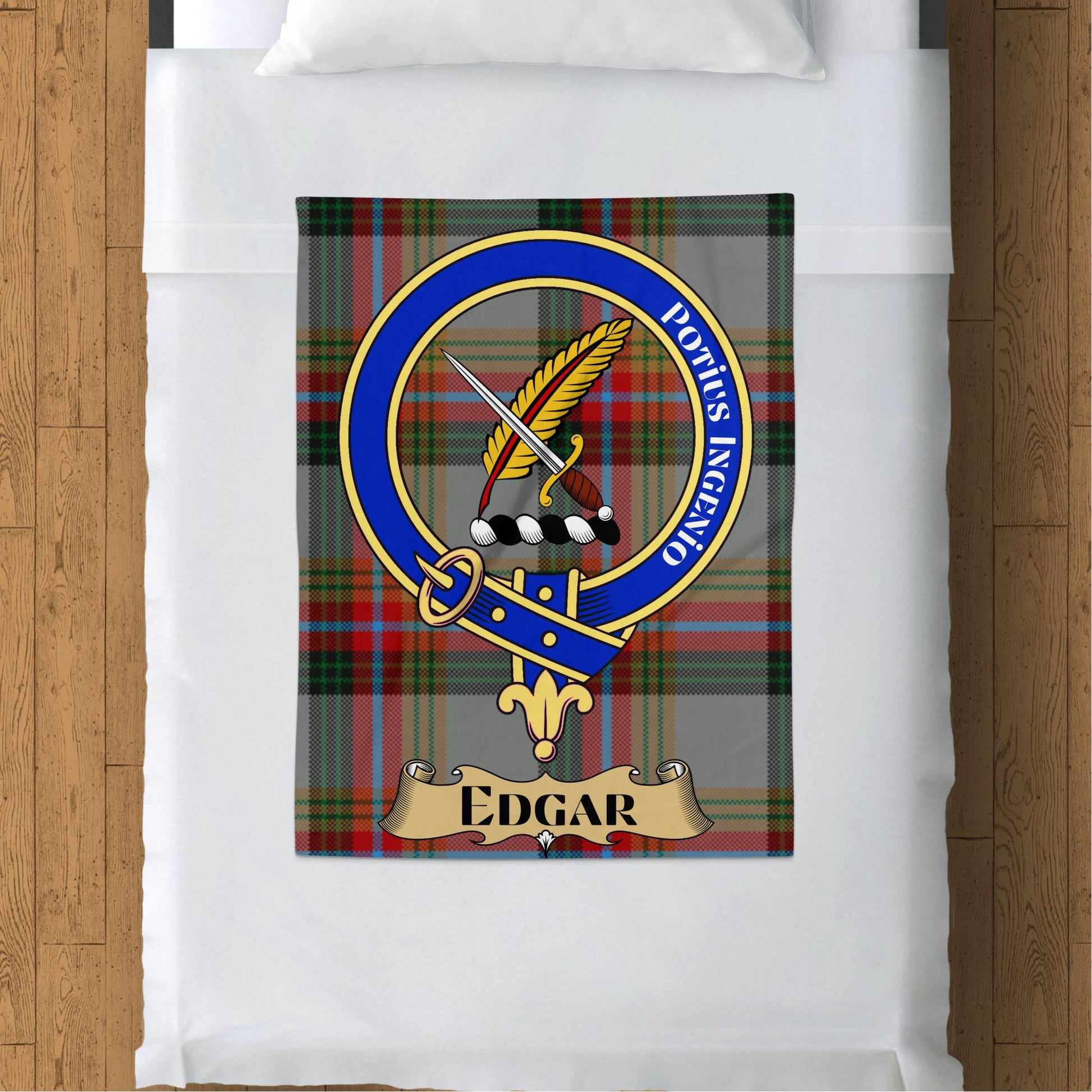 Scottish Clan Edgar Crest Tartan Blanket