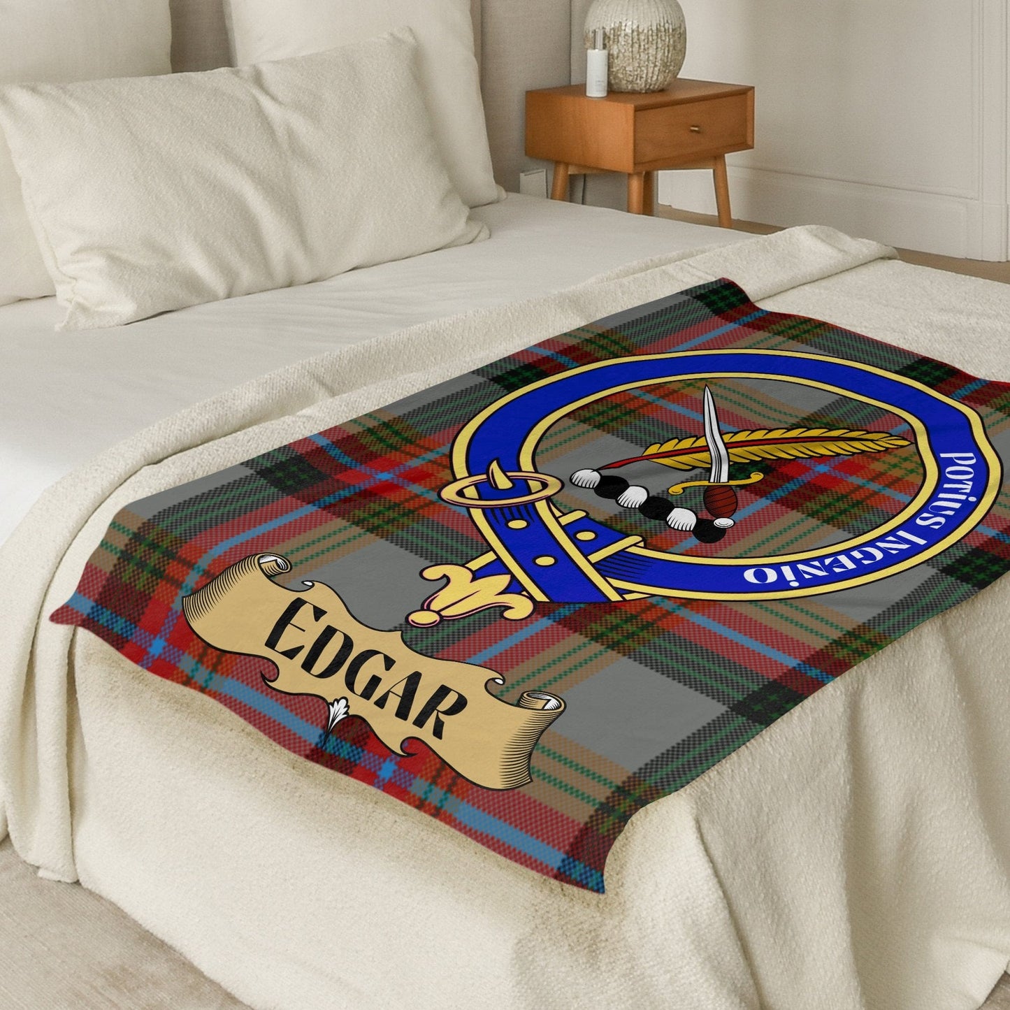 Scottish Clan Edgar Crest Tartan Blanket