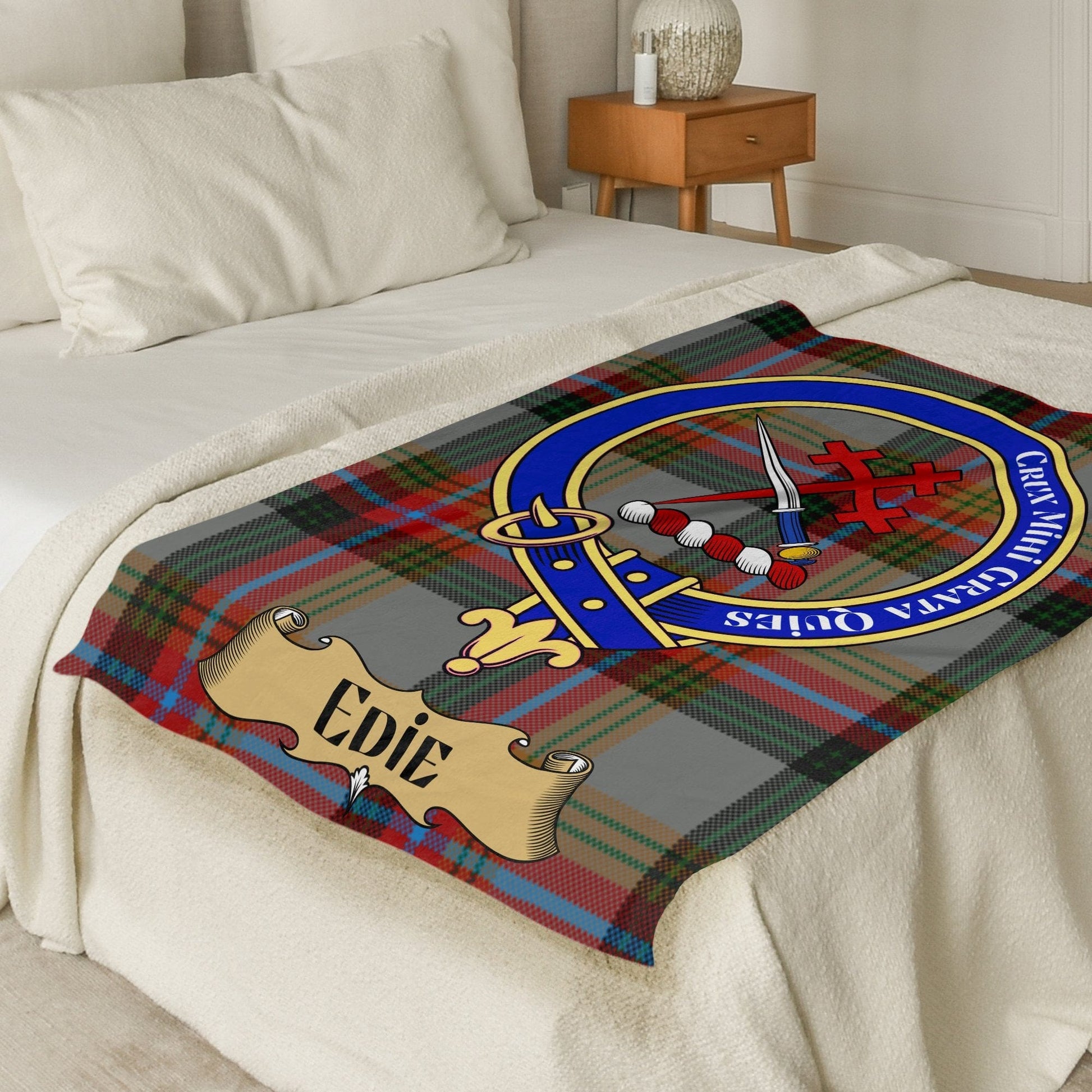 Scottish Clan Edie Crest Tartan Blanket