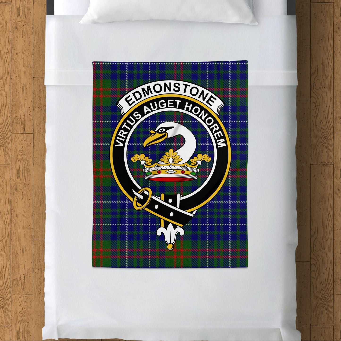 Scottish Clan Edmonstone Crest Tartan Blanket