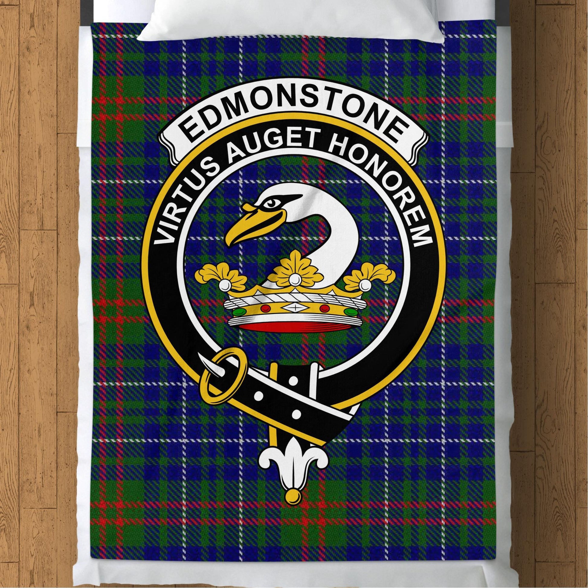 Scottish Clan Edmonstone Crest Tartan Blanket