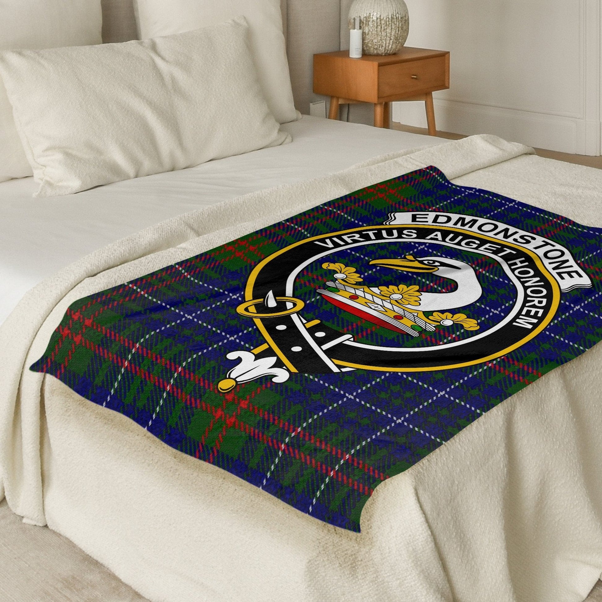 Scottish Clan Edmonstone Crest Tartan Blanket