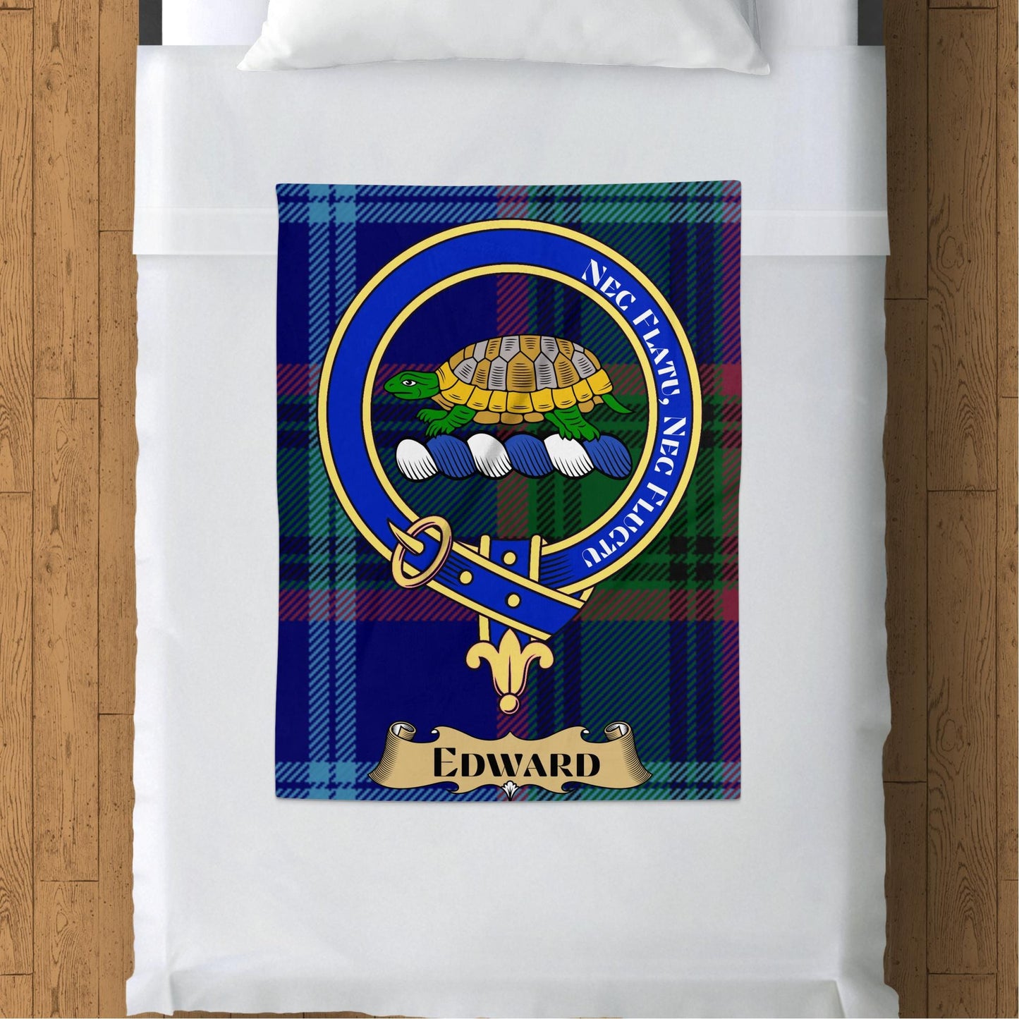 Scottish Clan Edward Crest Tartan Blanket