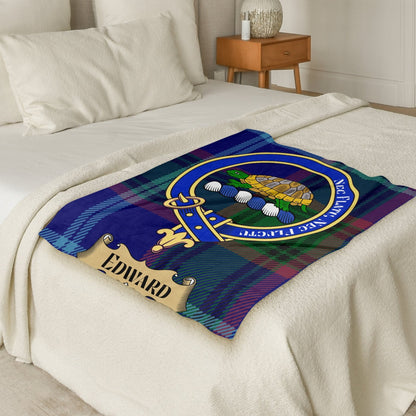 Scottish Clan Edward Crest Tartan Blanket