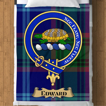 Scottish Clan Edward Crest Tartan Blanket