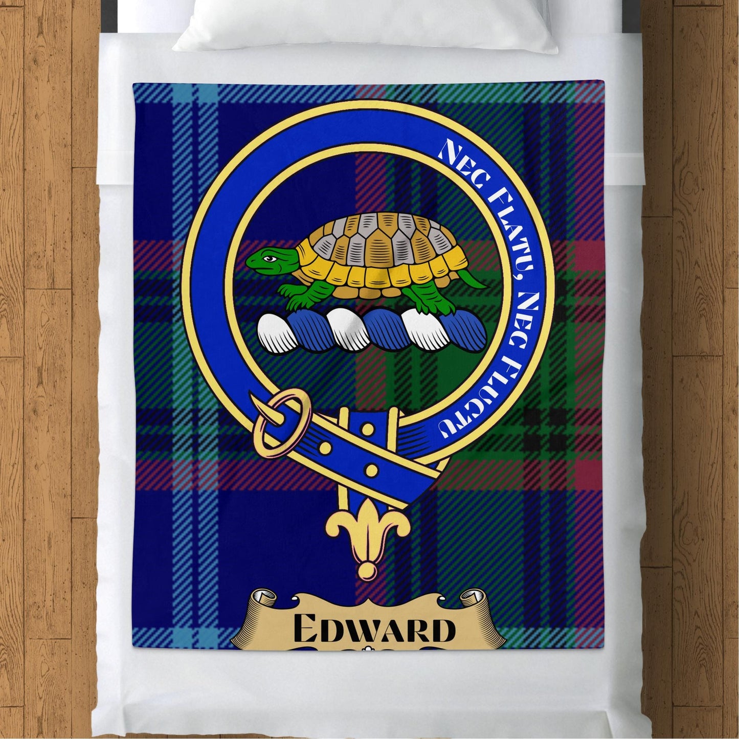 Scottish Clan Edward Crest Tartan Blanket