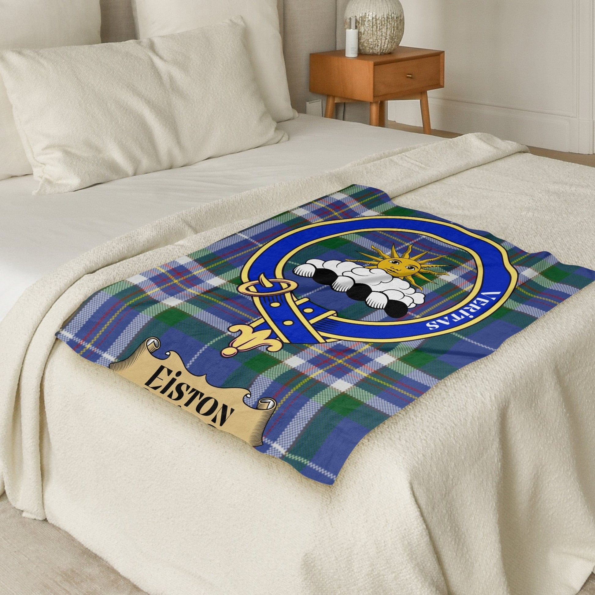 Scottish Clan Eiston Crest Tartan Blanket