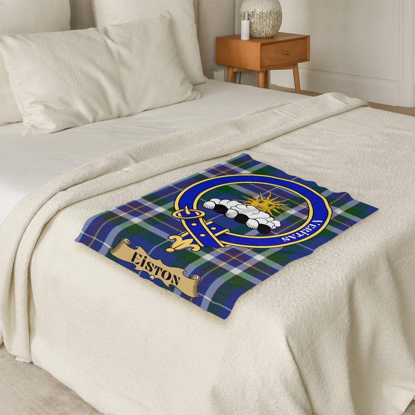 Scottish Clan Eiston Crest Tartan Blanket