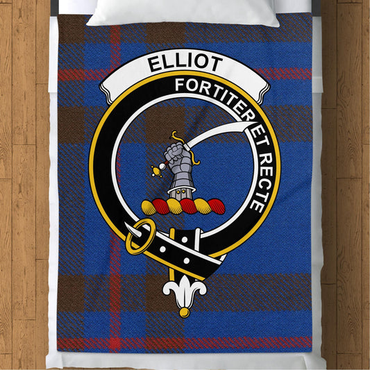 Scottish Clan Elliot Crest Tartan Blanket