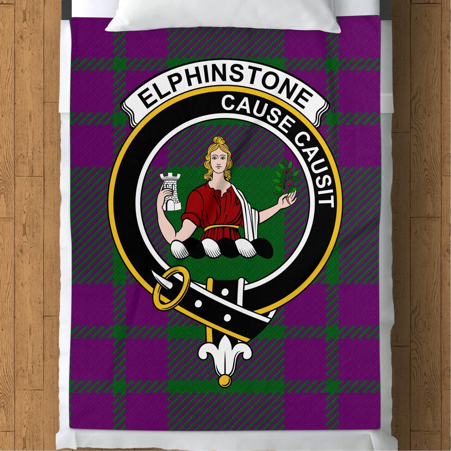 Scottish Clan Elphinstone Crest Tartan Blanket