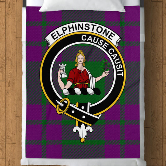 Scottish Clan Elphinstone Crest Tartan Blanket