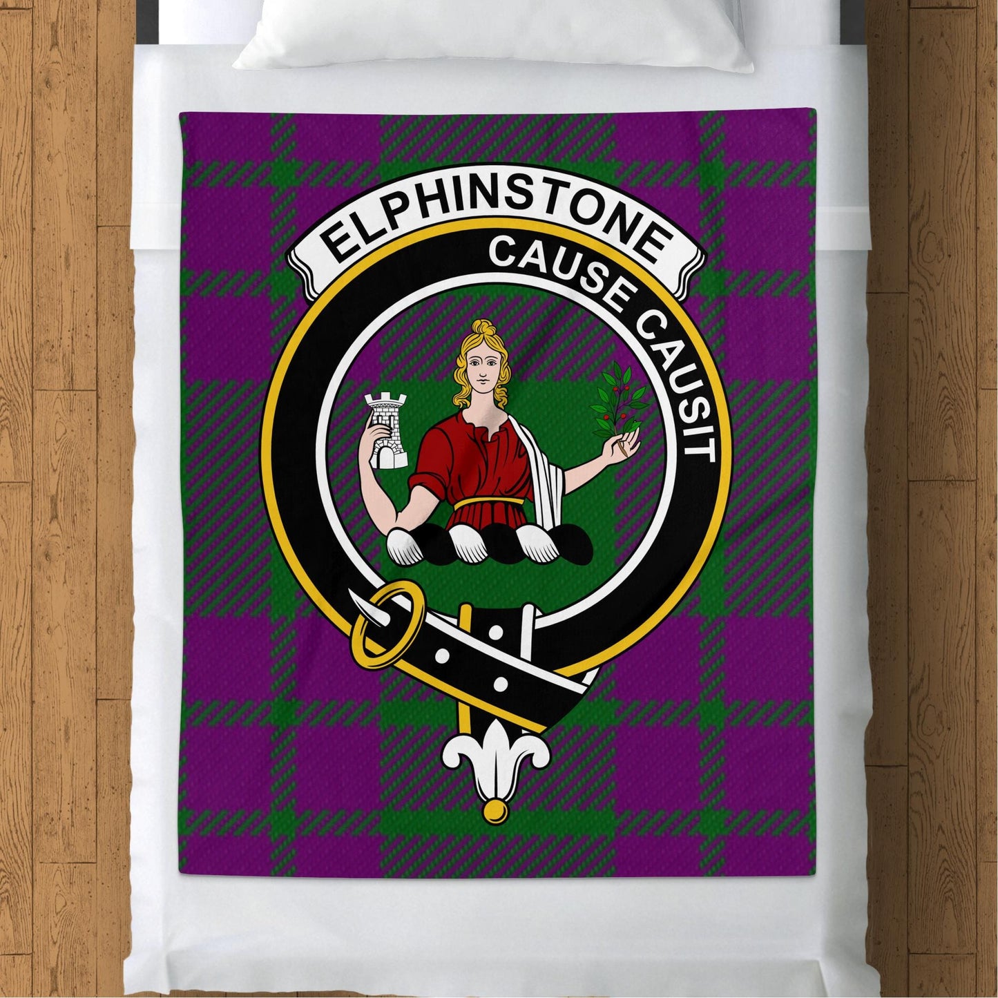 Scottish Clan Elphinstone Crest Tartan Blanket