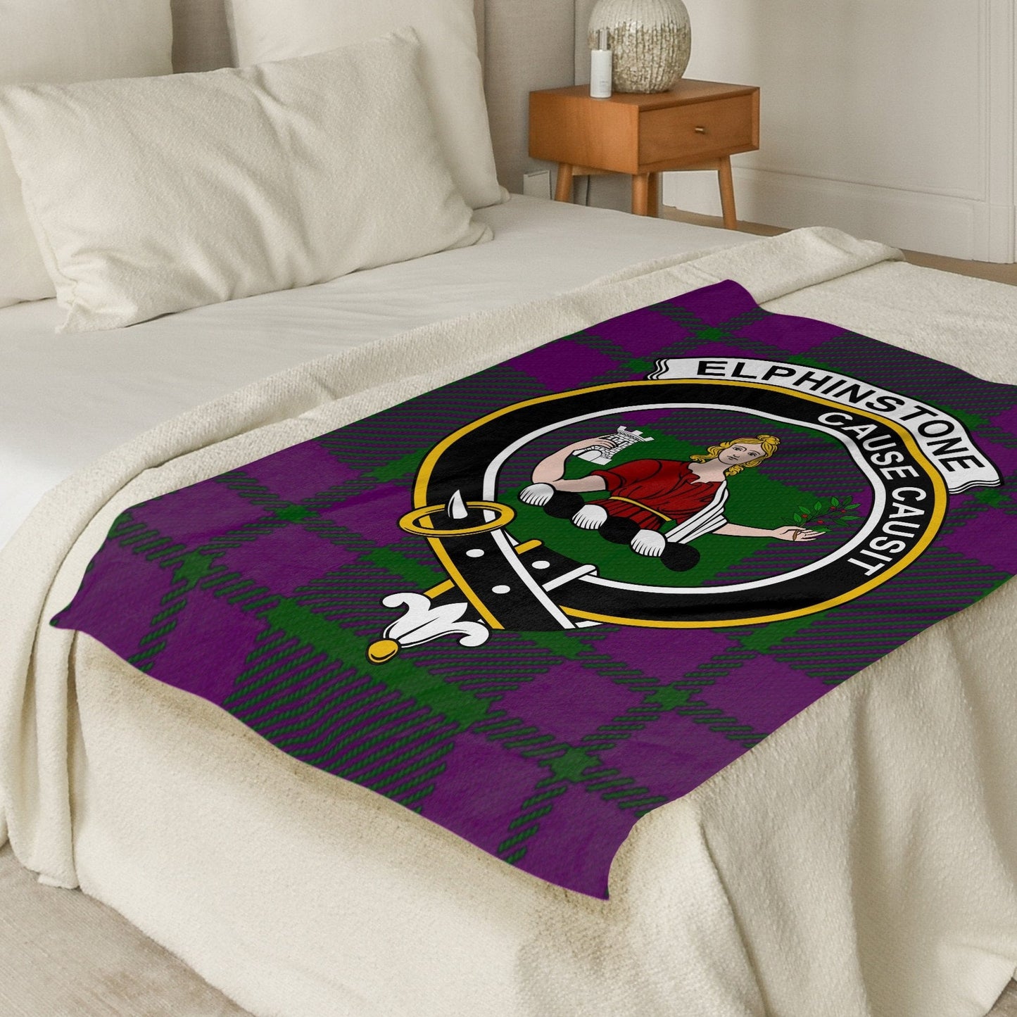 Scottish Clan Elphinstone Crest Tartan Blanket