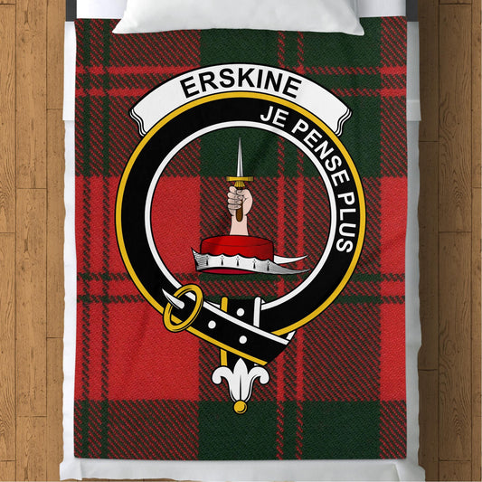 Scottish Clan Erskine Crest Tartan Blanket